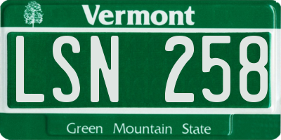 VT license plate LSN258