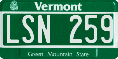 VT license plate LSN259