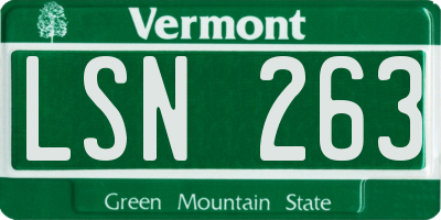 VT license plate LSN263