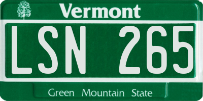 VT license plate LSN265