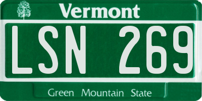 VT license plate LSN269
