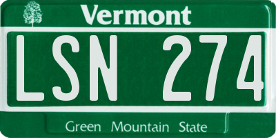 VT license plate LSN274