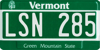 VT license plate LSN285
