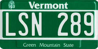 VT license plate LSN289