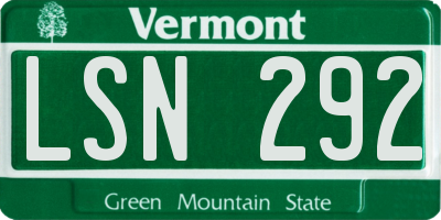 VT license plate LSN292