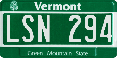 VT license plate LSN294