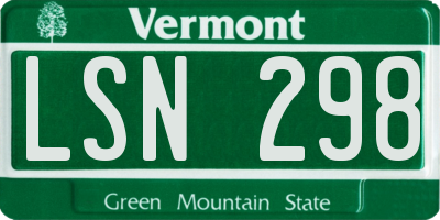 VT license plate LSN298