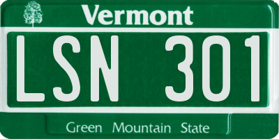 VT license plate LSN301