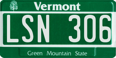 VT license plate LSN306