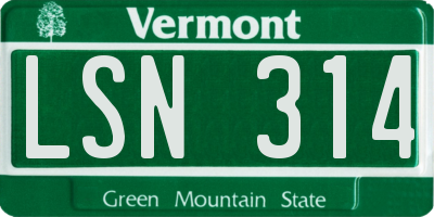 VT license plate LSN314