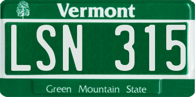 VT license plate LSN315