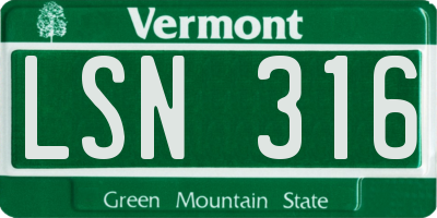 VT license plate LSN316