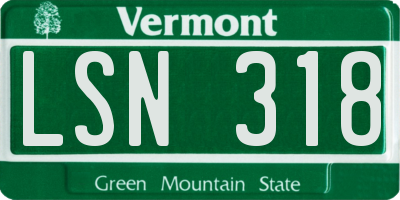VT license plate LSN318