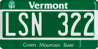 VT license plate LSN322
