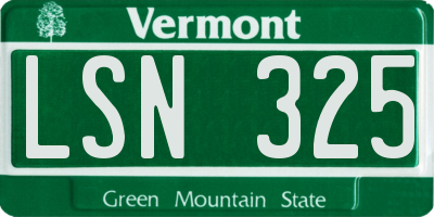 VT license plate LSN325