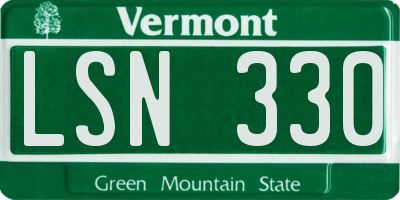 VT license plate LSN330