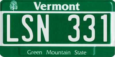 VT license plate LSN331