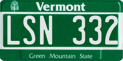 VT license plate LSN332