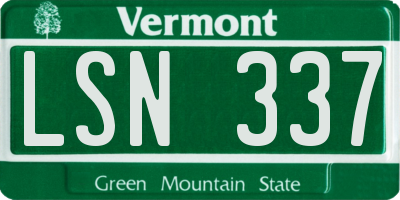 VT license plate LSN337