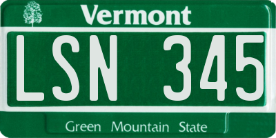 VT license plate LSN345