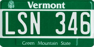 VT license plate LSN346