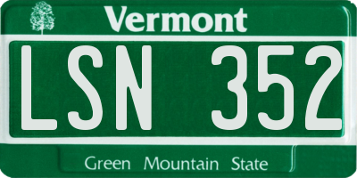 VT license plate LSN352