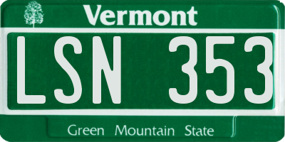 VT license plate LSN353