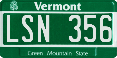 VT license plate LSN356