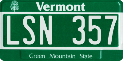 VT license plate LSN357