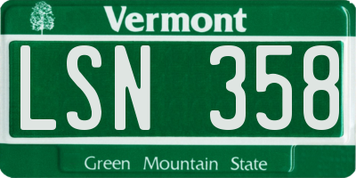 VT license plate LSN358