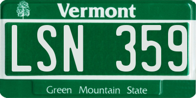 VT license plate LSN359