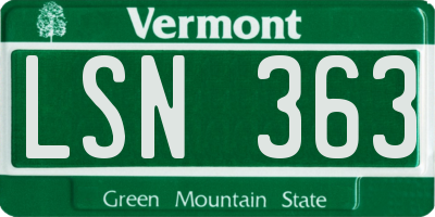 VT license plate LSN363