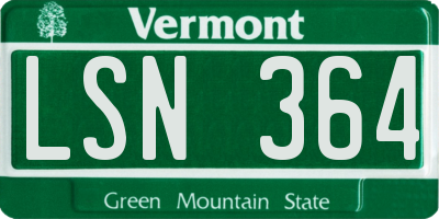 VT license plate LSN364