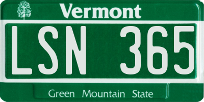 VT license plate LSN365