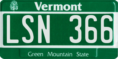 VT license plate LSN366