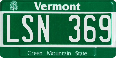 VT license plate LSN369