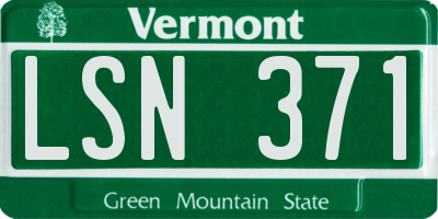 VT license plate LSN371