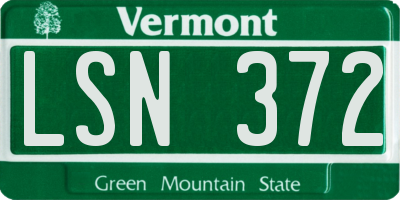 VT license plate LSN372