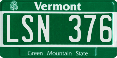 VT license plate LSN376