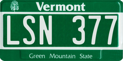 VT license plate LSN377