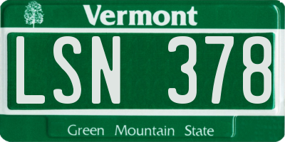 VT license plate LSN378
