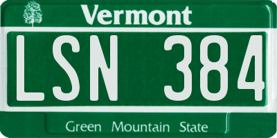 VT license plate LSN384