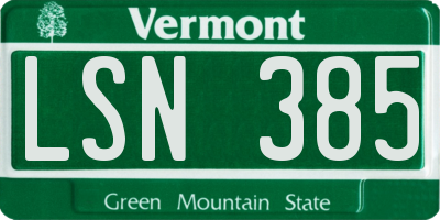 VT license plate LSN385