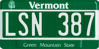 VT license plate LSN387