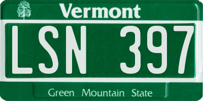 VT license plate LSN397