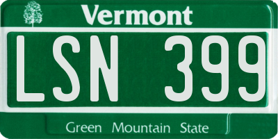 VT license plate LSN399