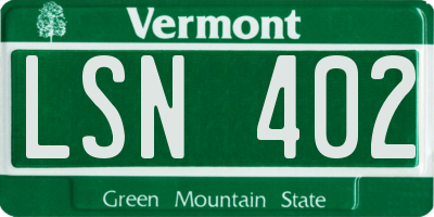 VT license plate LSN402