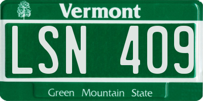 VT license plate LSN409