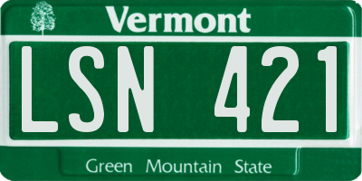 VT license plate LSN421