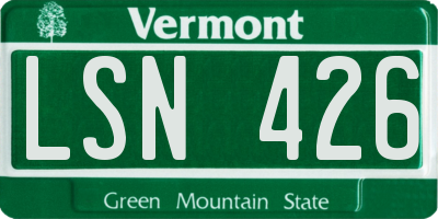 VT license plate LSN426
